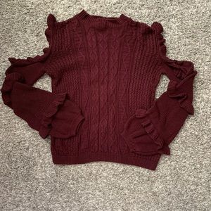 Express Maroon Sweater, Arm/Shoulder Cut Out